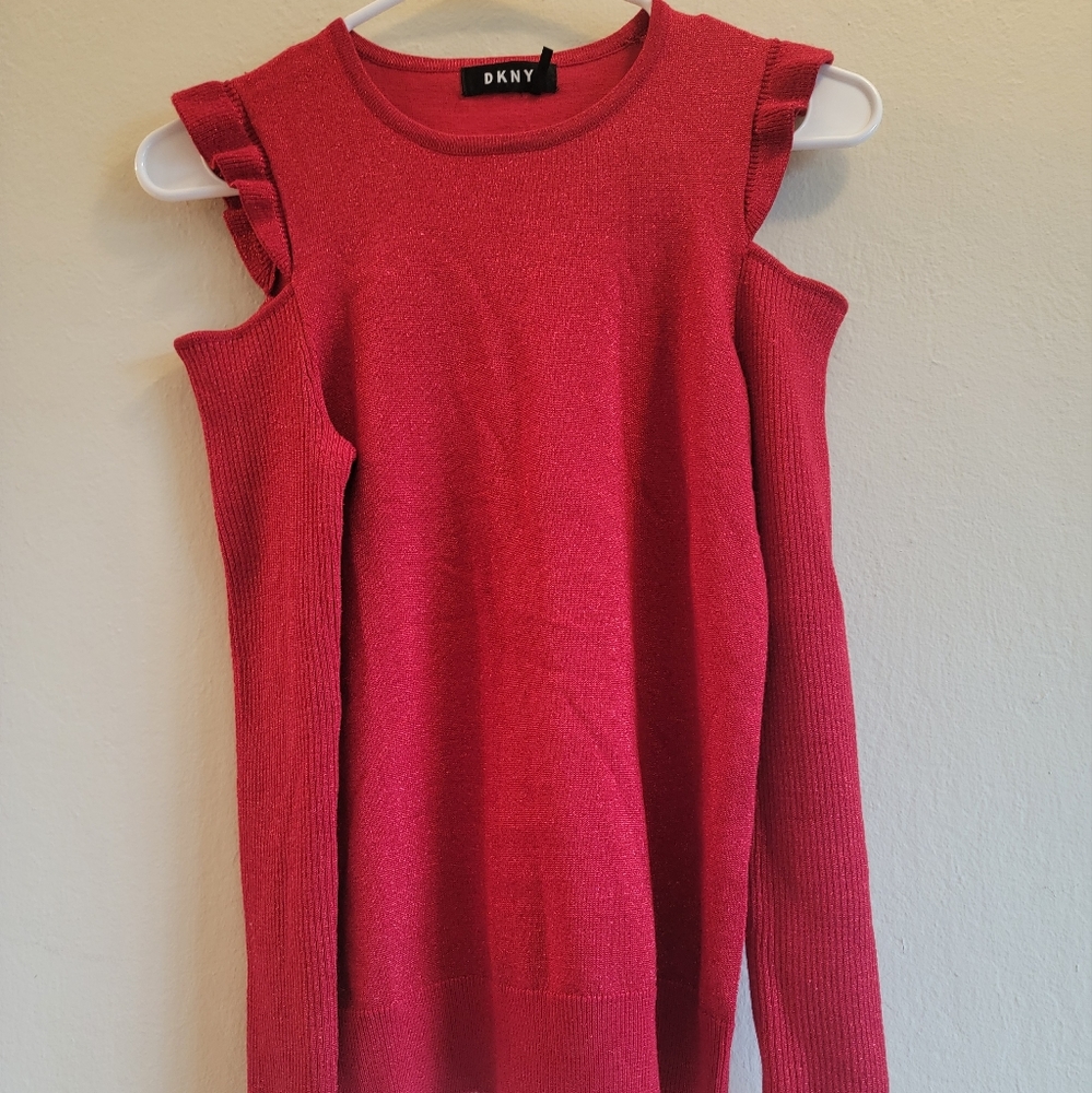 DKNY Red Cut Out Blouse